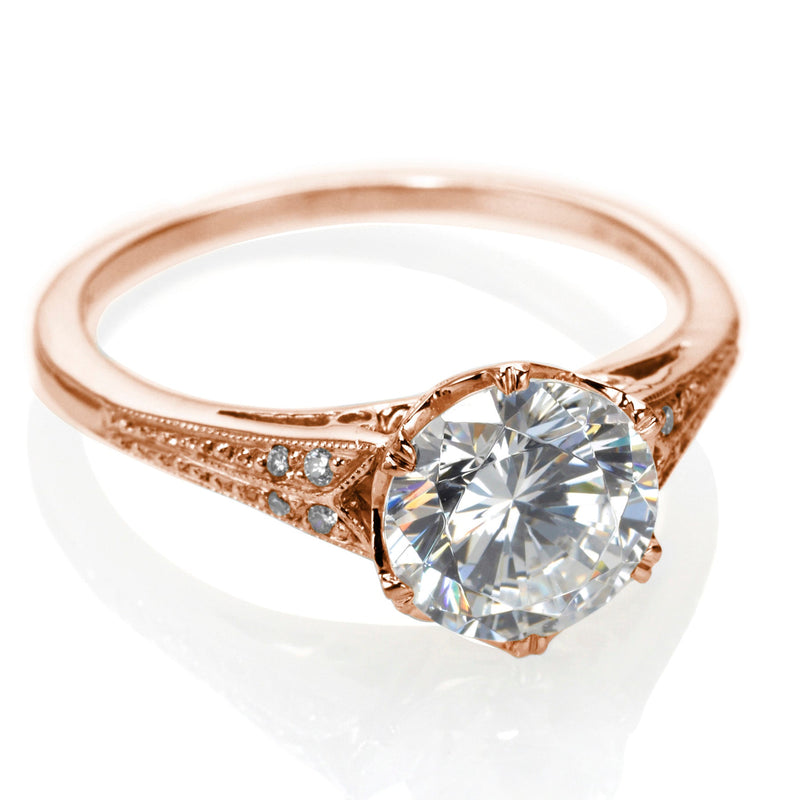 A Thin Ring with Small Diamonds in Rose Gold | KLENOTA